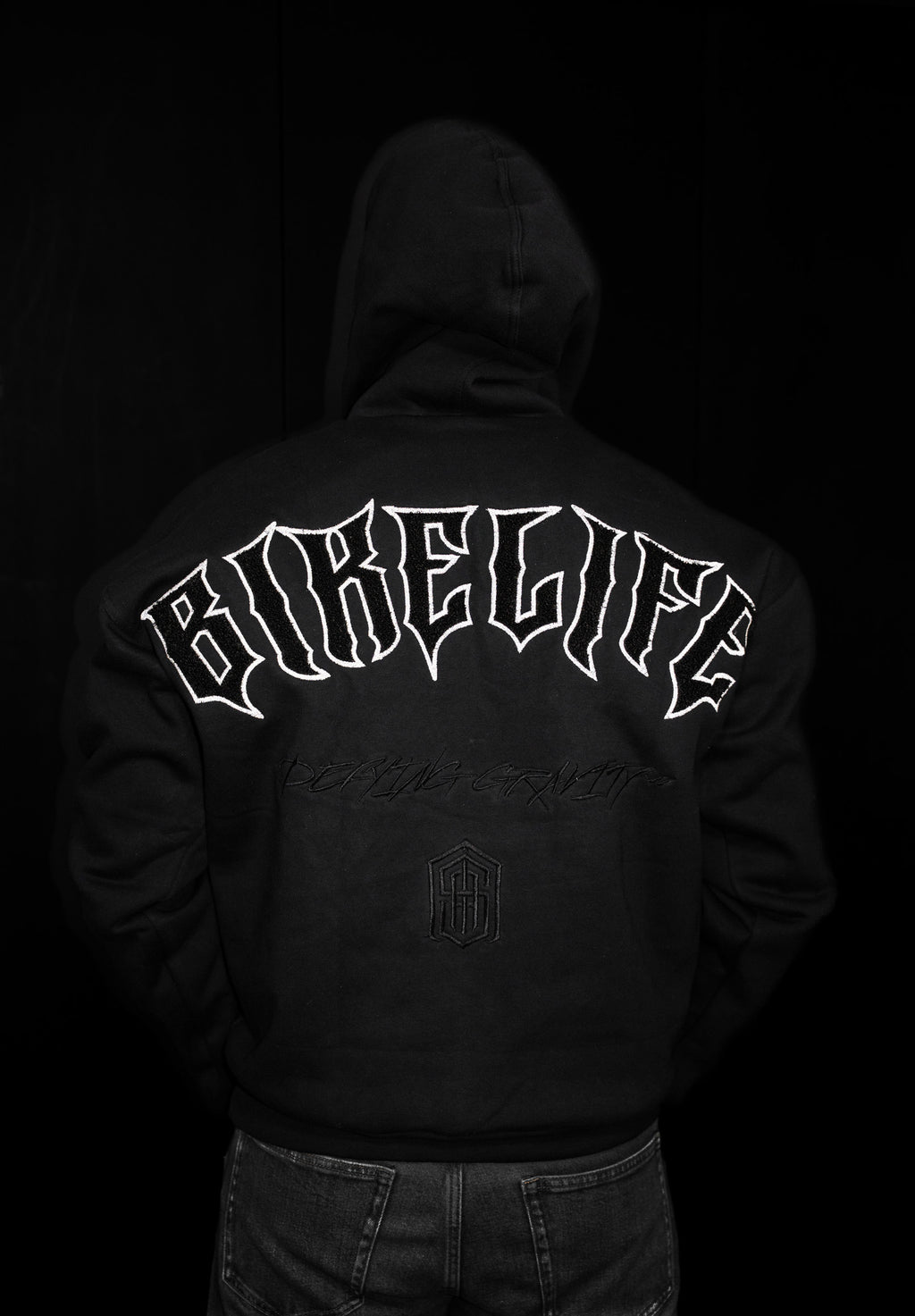 BIKE LIFE REFLECTIVE HOODIE — BLACK