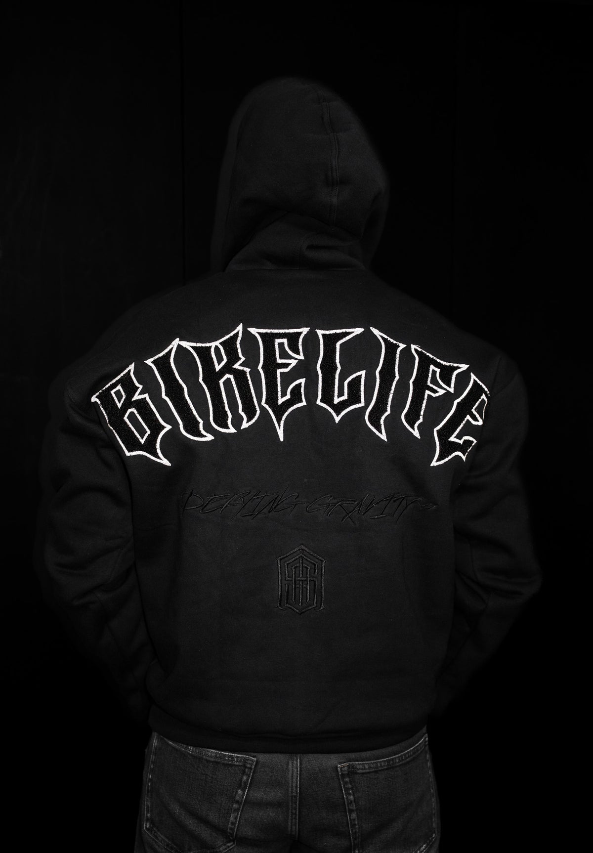 BIKE LIFE REFLECTIVE HOODIE — BLACK