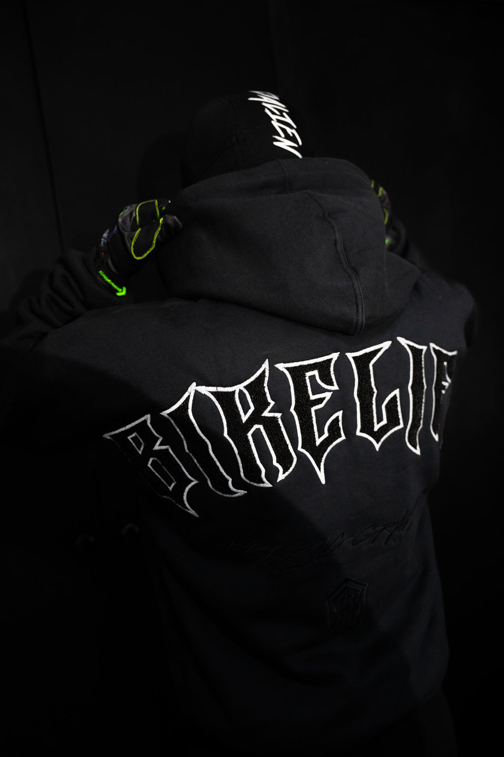 BIKE LIFE REFLECTIVE HOODIE — BLACK