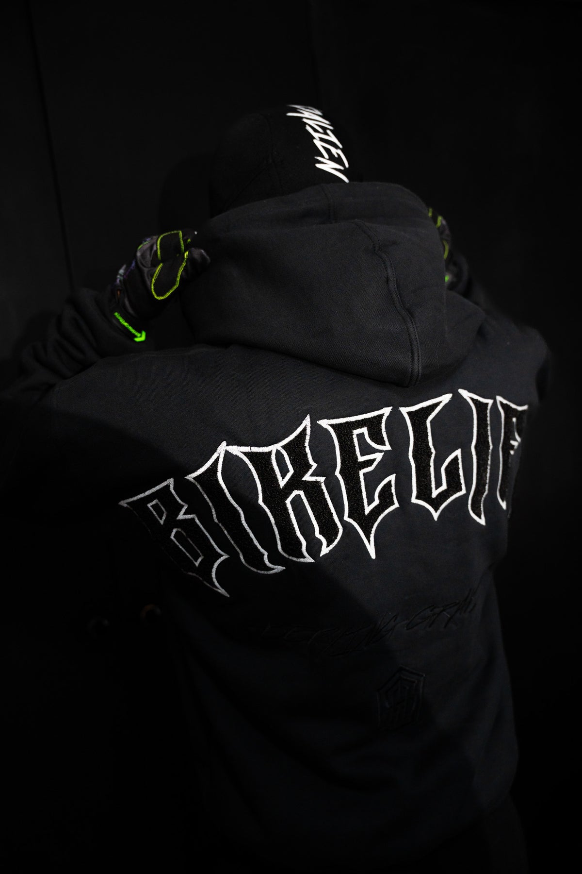 BIKE LIFE REFLECTIVE HOODIE — BLACK