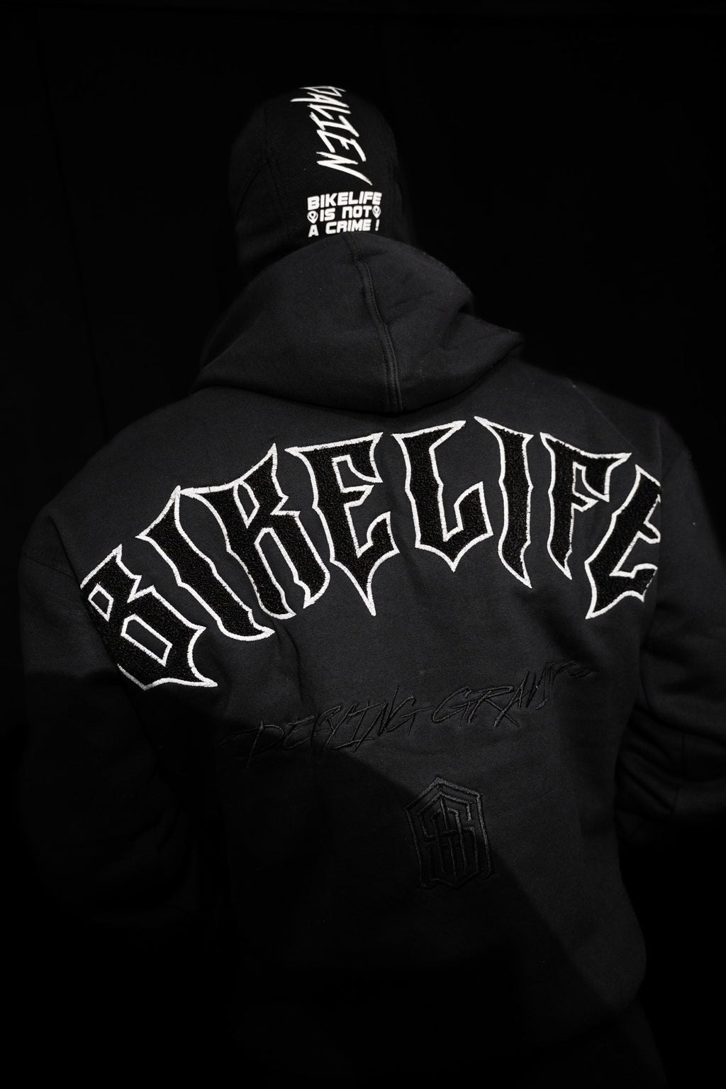 BIKE LIFE REFLECTIVE HOODIE — BLACK