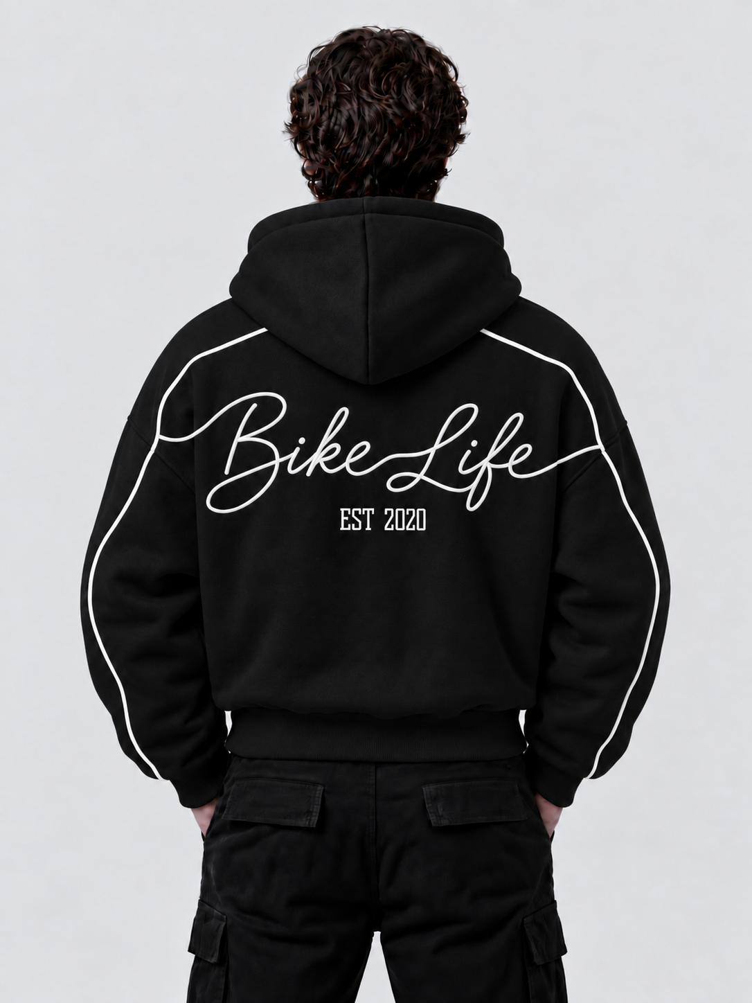 Sudadera Bike Life negra, vista trasera [color:negro]